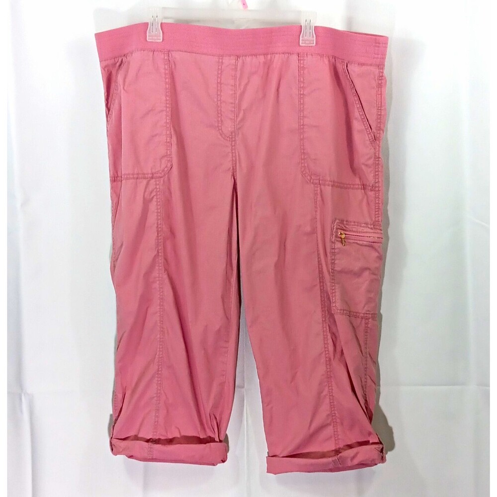 Chico's Capri Pants Women's Size 4 Pink Twill Relaxed Straight Leg Pockets